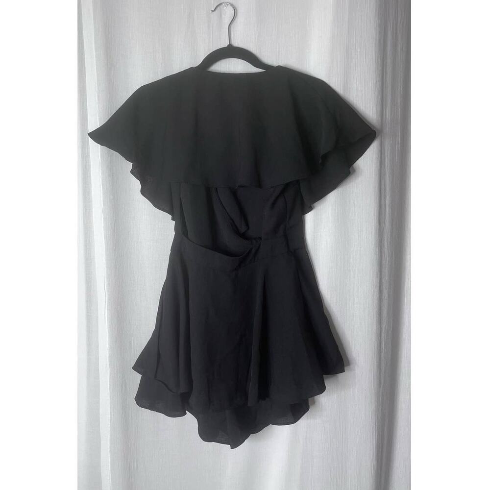 Do+Be Pageant Black Ruffle Wrap Romper Small - Picture 2 of 8